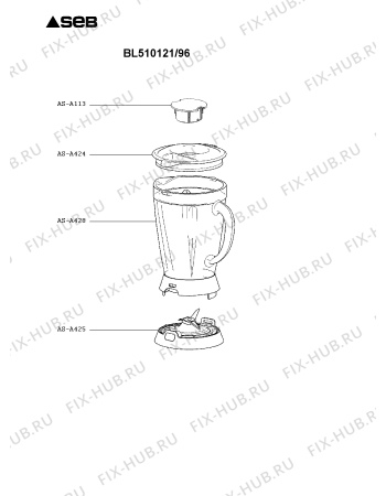 Взрыв-схема блендера (миксера) Seb BL510121/96 - Схема узла MP003094.6P2