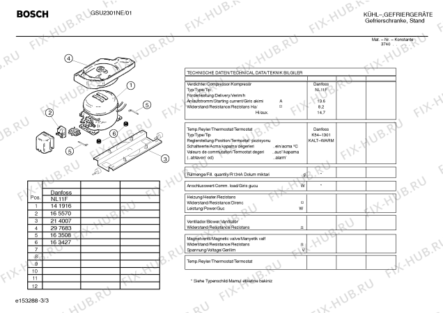 Взрыв-схема холодильника Bosch GSU2301NE - Схема узла 03