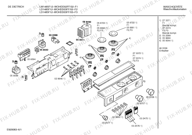 Схема №5 WOHDD03FF, DE DIETRICH LD1485F12 с изображением Вкладыш в панель для стиральной машины Bosch 00273374