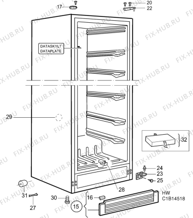 Взрыв-схема холодильника Electrolux EU7506C - Схема узла C10 Cabinet