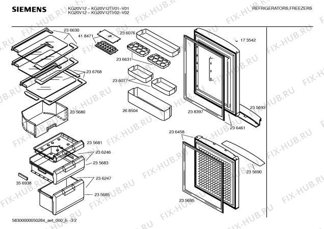 Схема №2 KG20V12TI Economic с изображением Дверь морозильной камеры для холодильной камеры Siemens 00236458