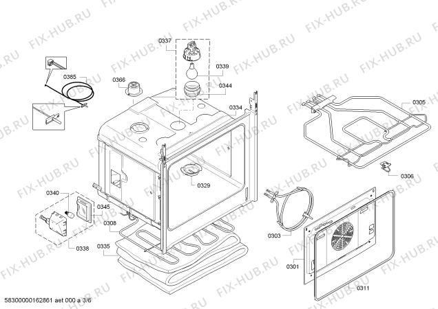 Взрыв-схема плиты (духовки) Bosch HEG36B650 - Схема узла 03