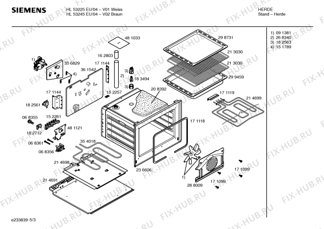 Схема №3 HL53225EU с изображением Стеклокерамика для духового шкафа Siemens 00235103