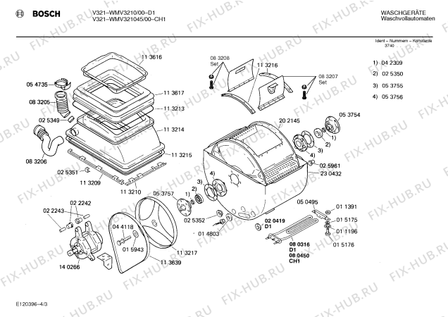 Взрыв-схема стиральной машины Bosch WMV321045 V321 - Схема узла 03