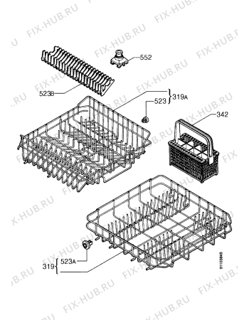 Взрыв-схема посудомоечной машины Zanker ZKS0245S - Схема узла Baskets, tubes 061