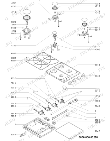 Схема №1 PGS 200/WH/01 с изображением Клавиша для электропечи Whirlpool 481060118181