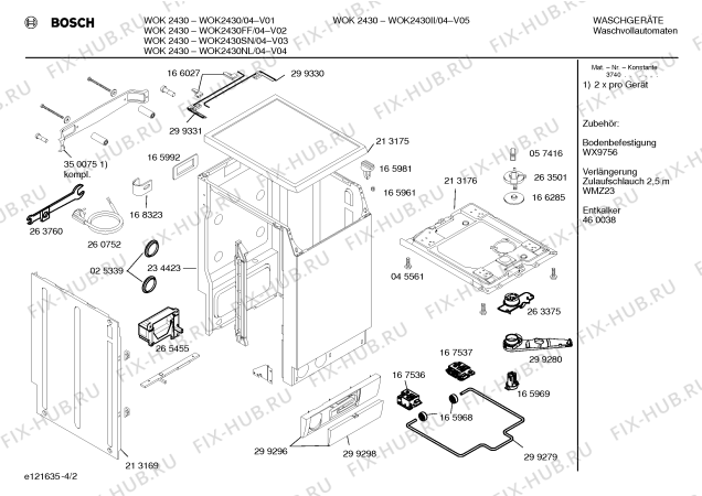 Схема №2 WOK2430NL WOK2430 с изображением Инструкция по эксплуатации для стиралки Bosch 00521218