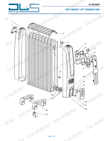 Схема №1 DDQ0815-BK с изображением Нагревательный элемент для электрообогревателя DELONGHI 5111010051