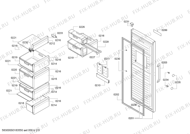 Взрыв-схема холодильника Bosch GSN51AW45 Bosch - Схема узла 02