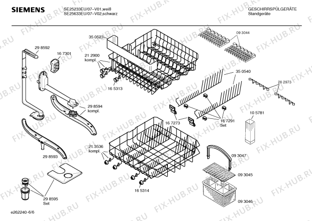 Взрыв-схема посудомоечной машины Siemens SE25233EU - Схема узла 06