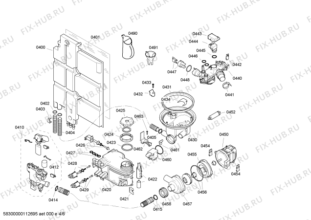 Взрыв-схема посудомоечной машины Bosch SGU69T12SK - Схема узла 04