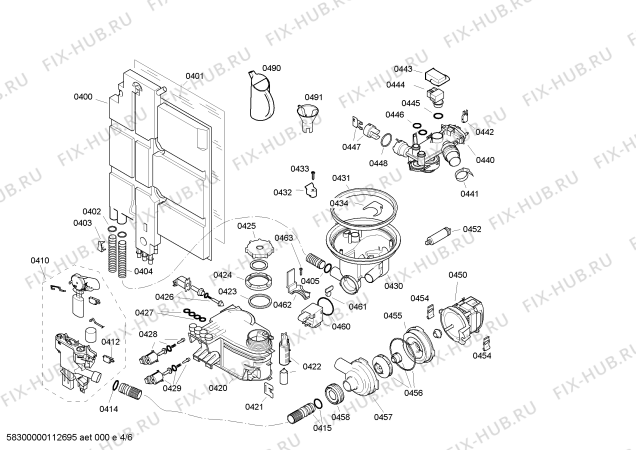 Взрыв-схема посудомоечной машины Bosch SGU69T15SK - Схема узла 04