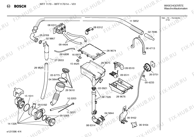 Схема №2 WFF1170 с изображением Панель управления для стиралки Bosch 00354346