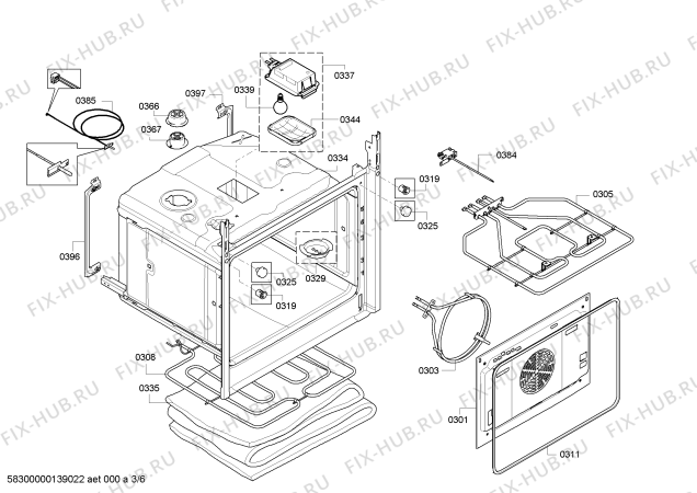 Взрыв-схема плиты (духовки) Bosch HBB77C650E - Схема узла 03