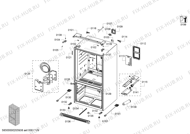 Схема №8 B26FT50SNS с изображением Крышка для холодильника Bosch 00716850
