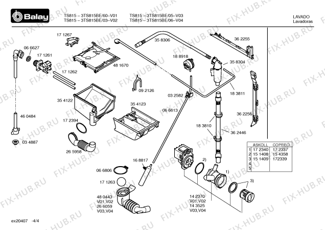 Схема №4 3TS834BE TS834 с изображением Инструкция по эксплуатации для стиральной машины Bosch 00529443