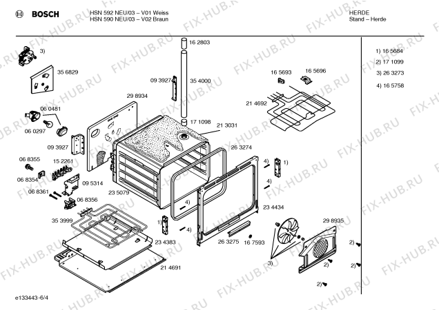 Схема №3 HSN592NEU с изображением Корпус духовки для электропечи Bosch 00235079