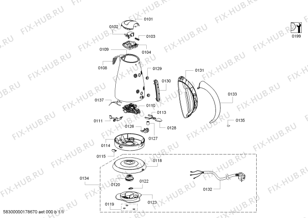 Схема №1 ZCK1171Z с изображением Шарнир для чайника (термопота) Zelmer 00755885