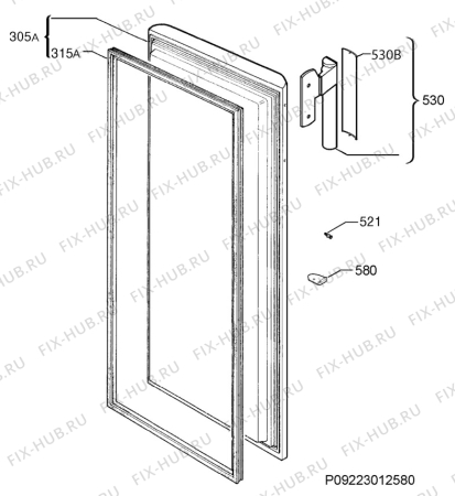 Взрыв-схема холодильника Aeg Electrolux A52000GNW0 - Схема узла Door 003