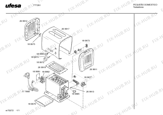Схема №1 TT7261 CLASSIC LINE с изображением Модуль для тостера (фритюрницы) Bosch 00180677