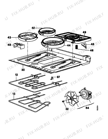 Взрыв-схема плиты (духовки) Electrolux EK6488/4 - Схема узла Electrical equipment