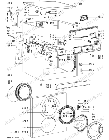 Схема №1 AWO 6246 с изображением Обшивка для стиралки Whirlpool 480111100578