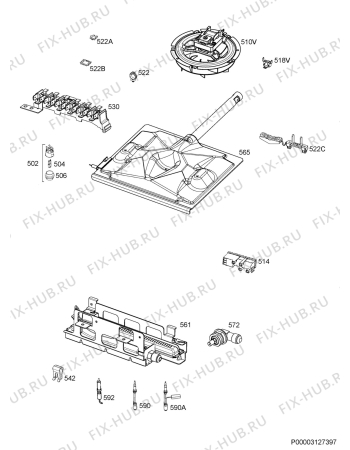 Взрыв-схема плиты (духовки) Zanussi ZCG43010WA - Схема узла Functional parts