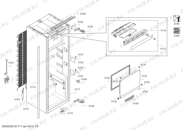 Схема №4 KI52LAD40 с изображением Планка для холодильника Siemens 00713005