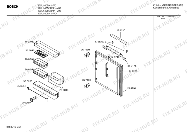 Взрыв-схема холодильника Bosch KUL1405 - Схема узла 02