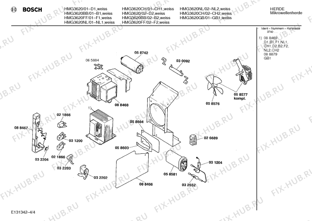 Взрыв-схема микроволновой печи Bosch HMG3620FF - Схема узла 04