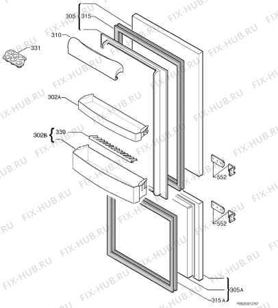 Взрыв-схема холодильника Firenzi FCB285 - Схема узла Door 003