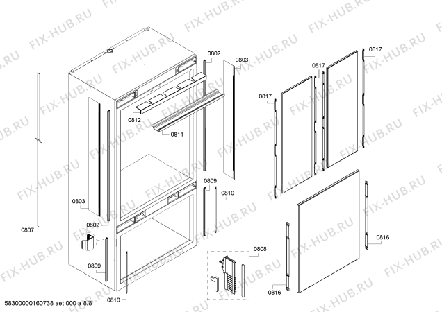Схема №6 CI36BP01 с изображением Крышка для холодильника Siemens 00687252