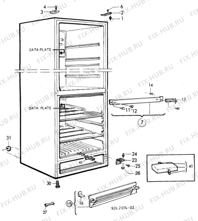 Взрыв-схема холодильника Privileg P3968 - Схема узла C10 Cabinet