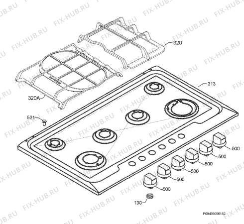 Взрыв-схема плиты (духовки) Rex Electrolux PX960UOV - Схема узла Hob 271