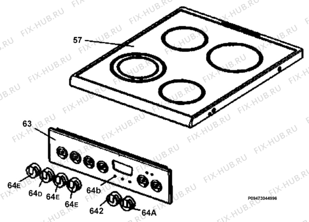 Взрыв-схема плиты (духовки) Electrolux EKC513510W - Схема узла Section 4