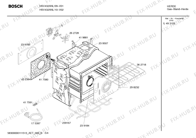 Схема №5 HSV432ANL, Bosch с изображением Панель управления для электропечи Bosch 00446876