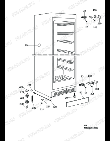 Взрыв-схема холодильника Electrolux EUFX23700W - Схема узла C10 Cabinet
