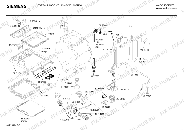 Взрыв-схема стиральной машины Siemens WXT120SN Siemens Extraklasse XT120 - Схема узла 04