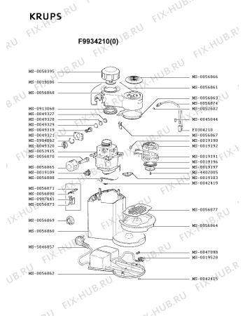 Взрыв-схема кофеварки (кофемашины) Krups F9934210(0) - Схема узла 0P001872.0P2