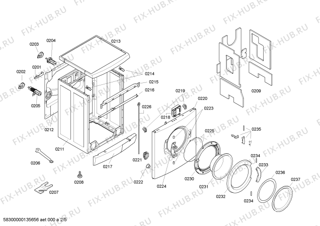Взрыв-схема стиральной машины Bosch WAE24492 Bosch Maxx 7 - Схема узла 02