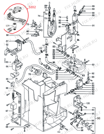 Схема №1 CFA9100E (196544, EABI56.00) с изображением Труба для электрокофеварки Gorenje 229849