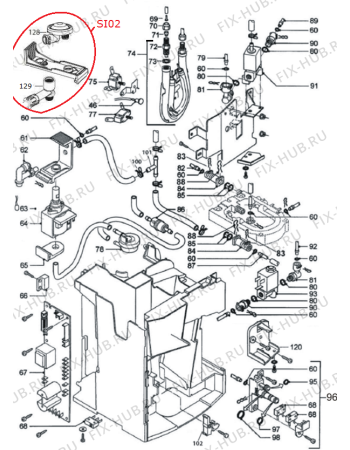 Взрыв-схема кофеварки (кофемашины) Gorenje CFA9100E (196544, 0132273026) - Схема узла 03