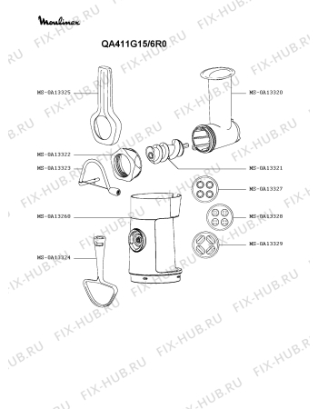 Взрыв-схема кухонного комбайна Moulinex QA411G15/6R0 - Схема узла VP004456.3P8