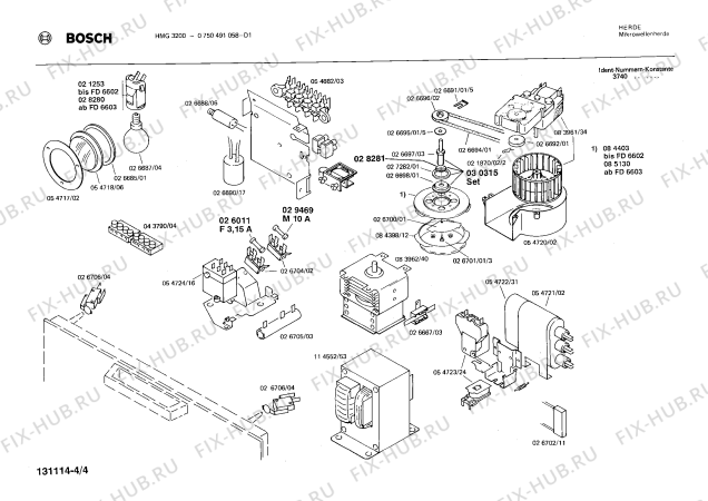 Взрыв-схема микроволновой печи Bosch 0750491058 HMG3200 - Схема узла 04