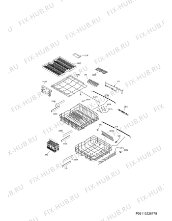 Взрыв-схема посудомоечной машины Electrolux ESF9000X1 - Схема узла Basket 160