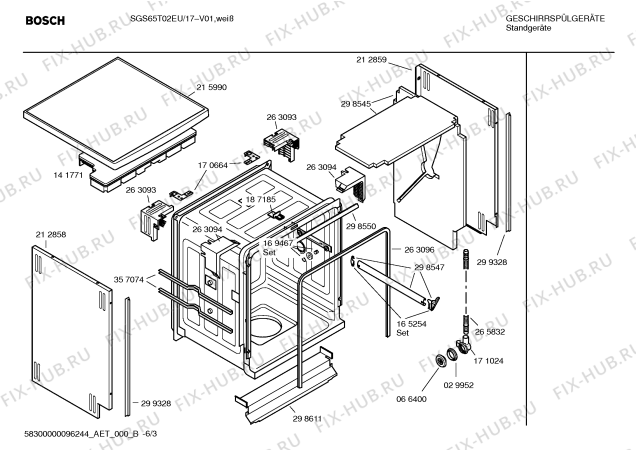 Схема №3 SGS55T02EU с изображением Инструкция по эксплуатации для посудомойки Bosch 00590873
