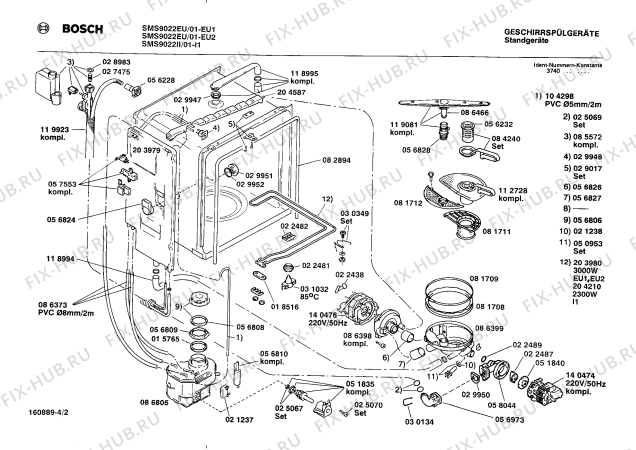 Взрыв-схема посудомоечной машины Bosch SMS9022II - Схема узла 02