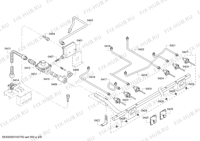 Схема №5 PRD366GHU с изображением Коллектор для духового шкафа Bosch 00774534