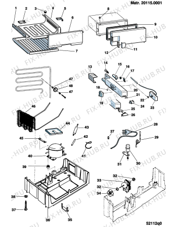 Взрыв-схема холодильника Whirlpool FR150B (F033630) - Схема узла