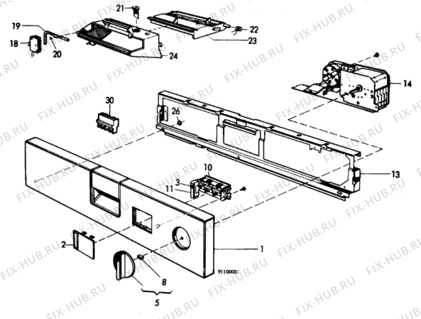 Взрыв-схема посудомоечной машины Elektra EDV801 - Схема узла W10 Panel